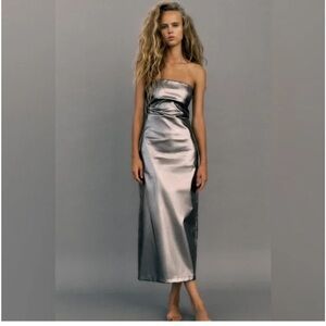 Zara Silver Strapless Dress